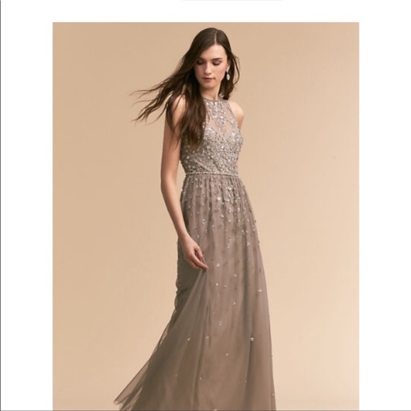 Anthro x BHLDN Ginny Gray Embellished Maxi Dress - Picture 5 of 8